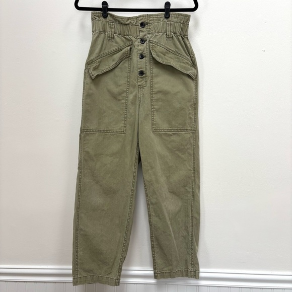 Urban Outfitters BDG Umber High Waist Paper Bag Painter Pants Army Olive Green S - Picture 7 of 10